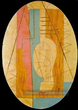  Guitare Tableaux - Guitare verte et rose 1912 Cubisme